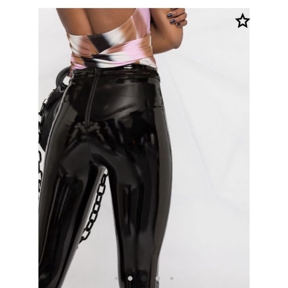 ALICE AND OLIVIA Maddox Black Faux Patent Leather Skinny Pants NWT - Picture 8 of 11